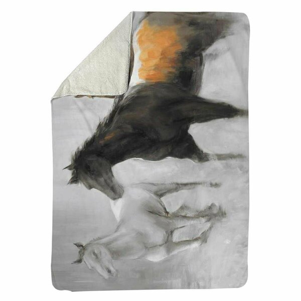 Begin Home Decor 60 x 80 in. Abstract Herd of Horses-Sherpa Fleece Blanket 5545-6080-AN256